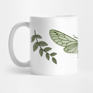 Cicada Leaf Design Pretty Antique Classic Entomologist Insect Bug Nature Mug